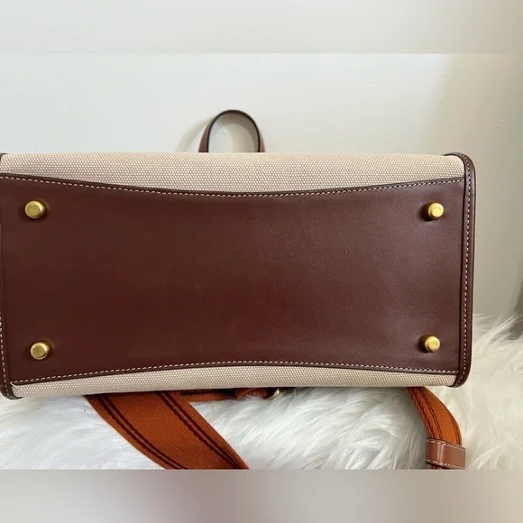 Coach Canvas Tote with Brown Leather Trim - Picture 5 of 16